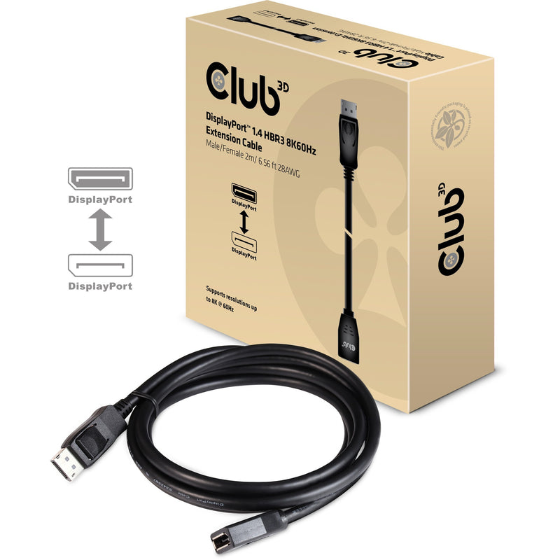 Afbeelding laden in galerijviewer, Club 3d displayport 1.4 hbr3 verlengkabel (zwart, 2 meter)