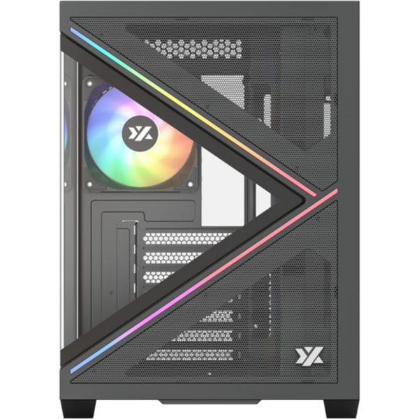 Laden Sie das Bild in Galerie -Viewer, Xyz pc gear qubex midi tower behuizing (zwart | 2x usb-a | 1x usb-c | tempered glass)
