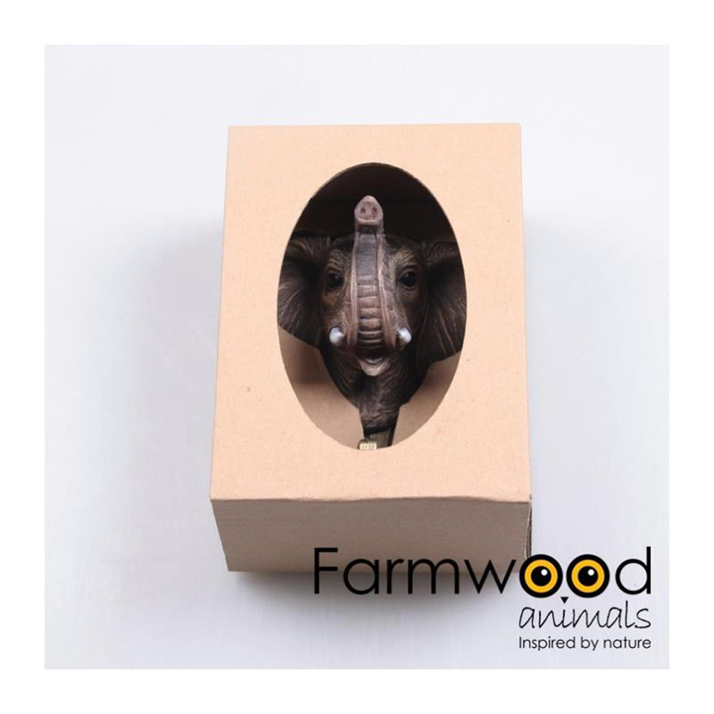 Cargue la imagen en el visor de la galería, Farmwood animals kapstok haak hook'd! olifant 6,5x9x11cm