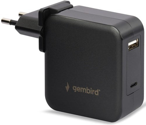 Laden Sie das Bild in Galerie -Viewer, Enzo gembird usb-c snellader-laptopvoeding 60w usb + usb-c zwart - 9550195