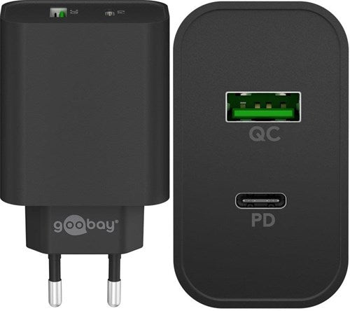 Load image into Gallery viewer, Enzo goobay usb + usb-c snellader 45w zwart - 9550193