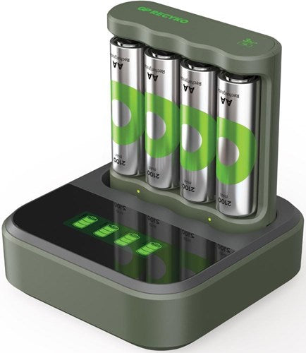 Load image into Gallery viewer, Gp batterijlader usb 6h met 4x2100ma aa batterij + dock - 3503069