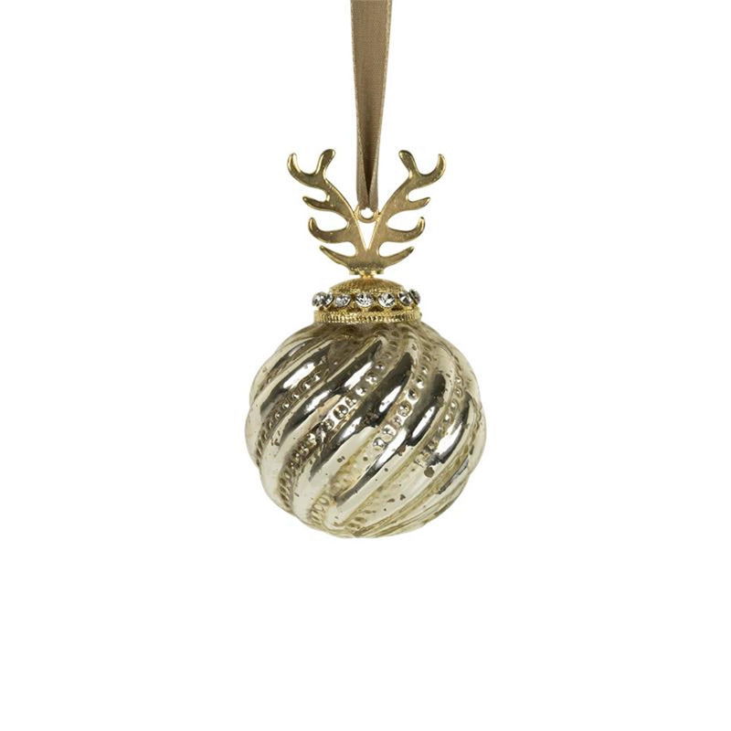 Afbeelding laden in galerijviewer, Kerstbal gewei glas goud ã˜10cm