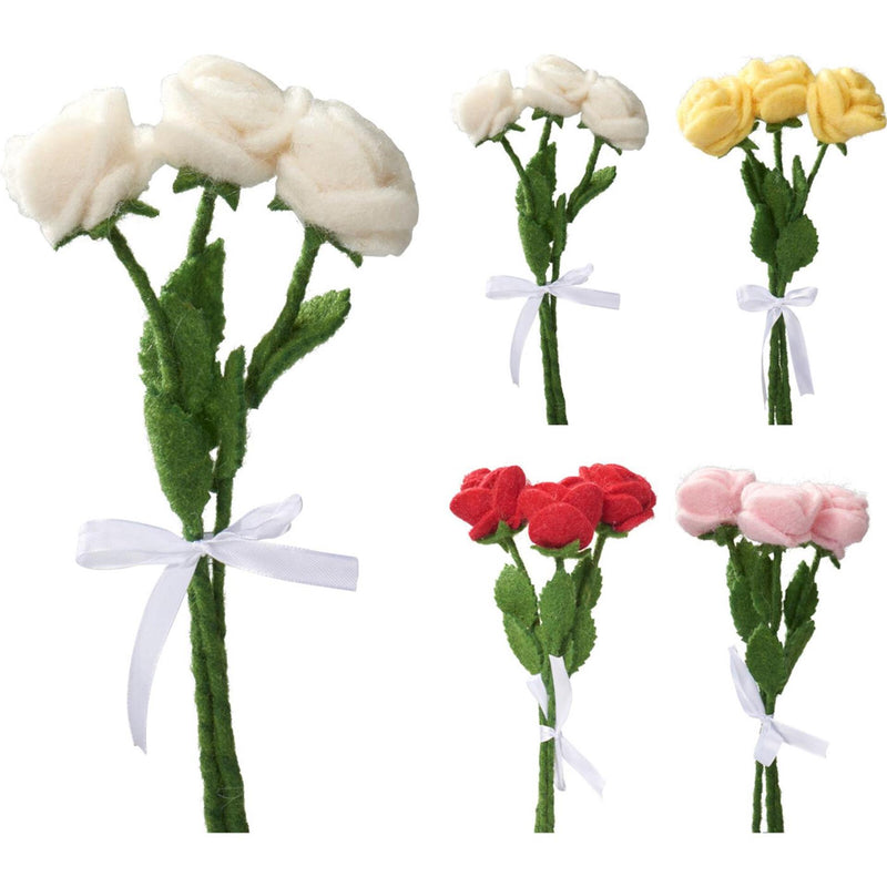 ギャラリービューアに画像をロードする, Bosje rozen a 3 stuks van vilt h24cm