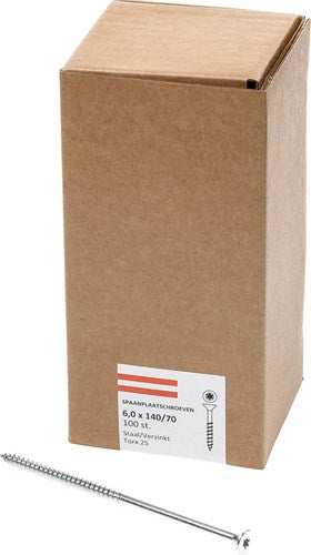 ギャラリービューアに画像をロードする, Hoenderdaal fasteners hoenderdaal spaanplaatschroef verzinkt platkop deeldraad torx tx25 6.0x140 70 | 100 stuks - 0206.01.51001
