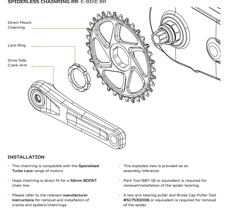 Laden Sie das Bild in Galerie -Viewer, Hope r22 e-bike chainring direct mount brose specialized