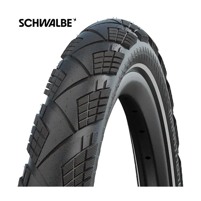 Load image into Gallery viewer, Vouwband Schwalbe Marathon Efficiency Super Race V-Guard 27.5 x 2.15 55-584 - zwart met reflectie