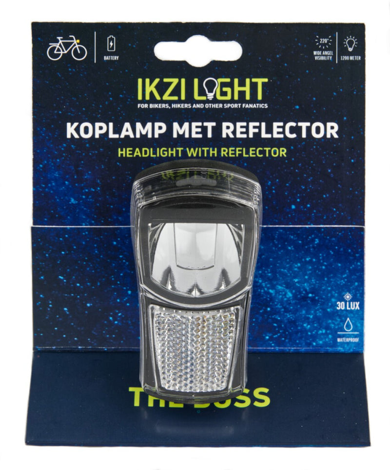 Load image into Gallery viewer, Ikzilight koplamp The Boss, 1 witte led 20LUX. incl bracket en batterijen (hangverpakking)