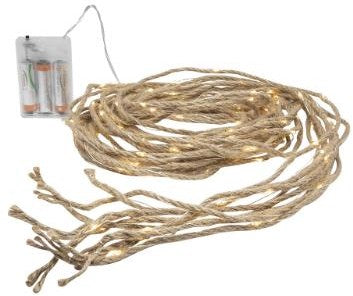 Cargue la imagen en el visor de la galería, Enzo jute touw 8x2meter op batterij 160 led lampjes - 5510134