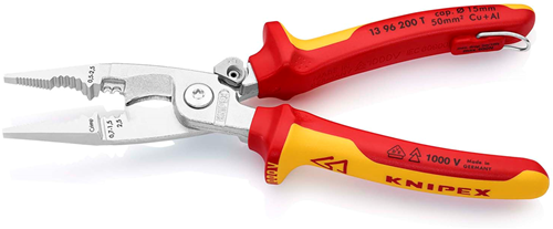 Afbeelding laden in galerijviewer, Knipex elektro installatietang geïsoleerd | meercomponenten-omhullingen | vde-gekeurd | geïntegreerde openingsveer - 13 96 200 t bk