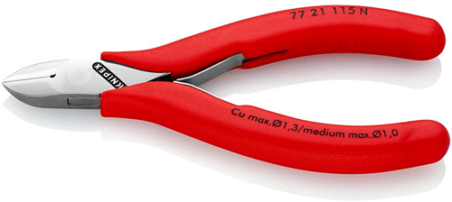 Afbeelding laden in galerijviewer, Knipex elektronica-zijsnijtang | 115 mm lengte | doorgestoken scharnier | kunststof bekleed - 77 21 115 n