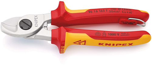 Afbeelding laden in galerijviewer, Knipex kabelschaar geïsoleerd | meercomponenten-omhullingen | vde-gekeurd | geïntegreerde openingsveer - 95 16 165 t bk