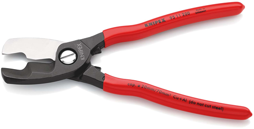 Load image into Gallery viewer, Knipex kabelschaar met dubbele snijkanten | kunststof bekleed | gebruineerd | lengte 200 mm | zelfbedieningskaart blister - 95 11 200 sb