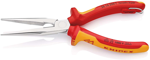 Afbeelding laden in galerijviewer, Knipex platspitse tang met zijsnijder (telefoontang) | 200 mm lengte | geïsoleerd | meercomponenten-omhulling - 26 16 200 t bk