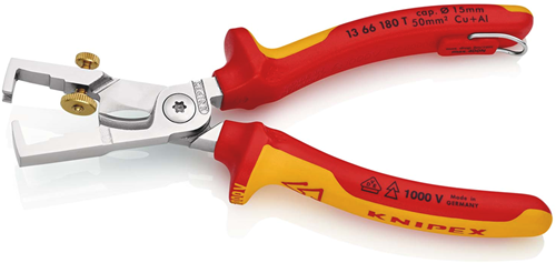 Afbeelding laden in galerijviewer, Knipex strix® striptangen met kabelschaar | geïsoleerd | meercomponenten-omhullingen | vde-getest - 13 66 180 t