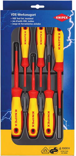 Afbeelding laden in galerijviewer, Knipex vde schroevendraaier pakket | phillips® pozidriv® | zelfbedieningskaart blister - 00 20 12 v03