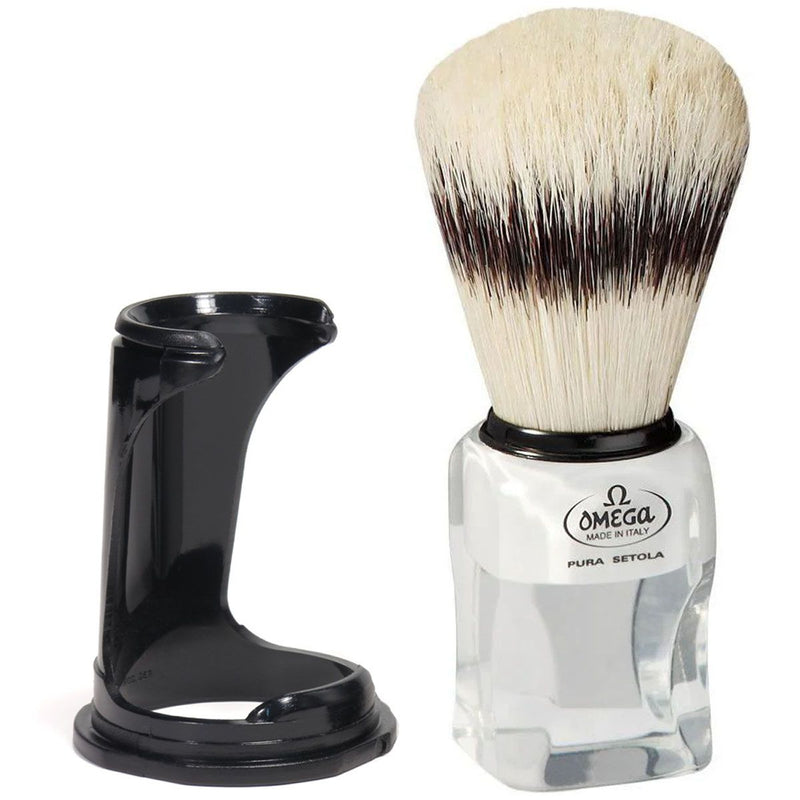 Load image into Gallery viewer, Omega scheerkwast varkenshaar met dassenhaareffect transparant + standaard 11cm