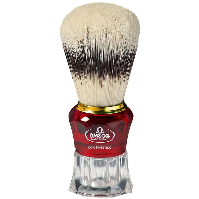 Load image into Gallery viewer, Omega scheerkwast hi-brush synthetisch haar met dassenhaareffect rood transparant handvat 11cm