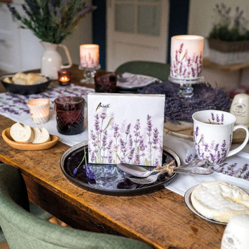 Afbeelding laden in galerijviewer, Ambiente servetten lavender shades white 25x25cm