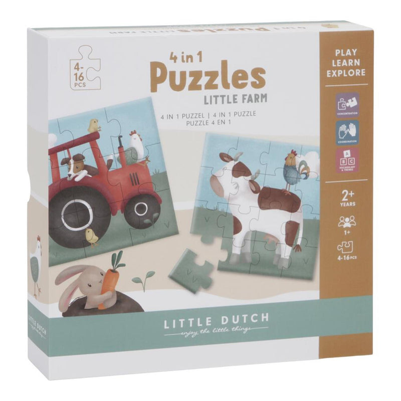 Load image into Gallery viewer, Little dutch tiamo little farm 4 in 1 puzzel fsc