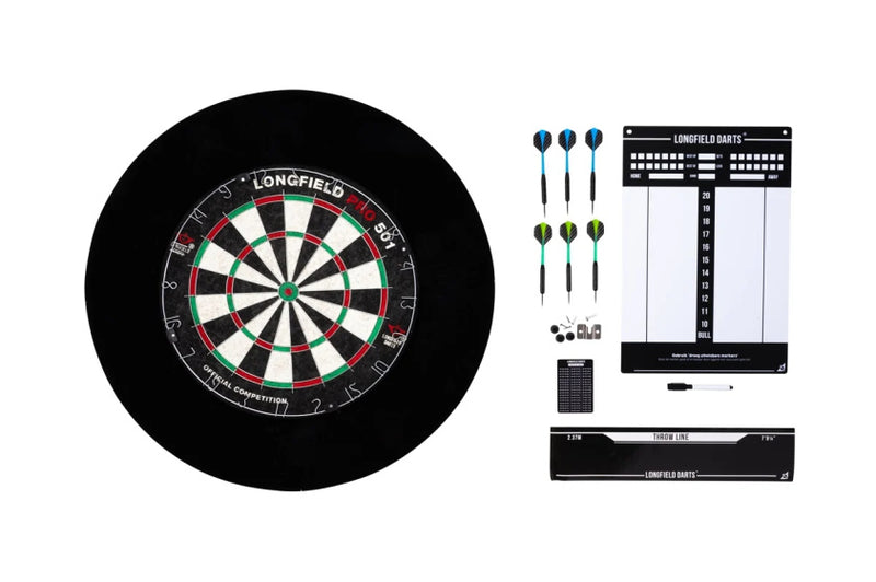 Load image into Gallery viewer, Longfield darts Tournament dartbord met toebehoren zwart 8-delig