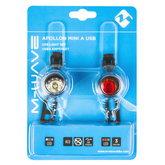 Load image into Gallery viewer, M-Wave Apollon Mini Verlichtingsset Led 360° Zichtbaarheid Zwart