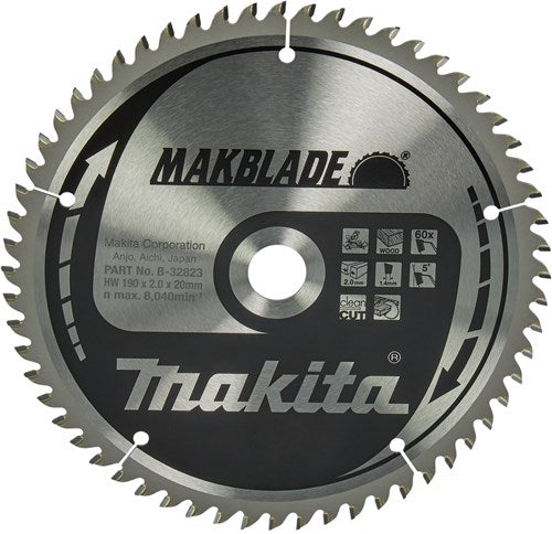 ギャラリービューアに画像をロードする, Makita accessoires afkortzaagblad | hout | 190x20x2,0 60t 5g - b-32823