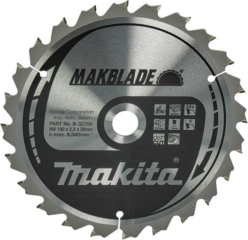 Load image into Gallery viewer, Makita accessoires afkortzaagblad | hout | 190x20x2,2 24t 5g - b-32708