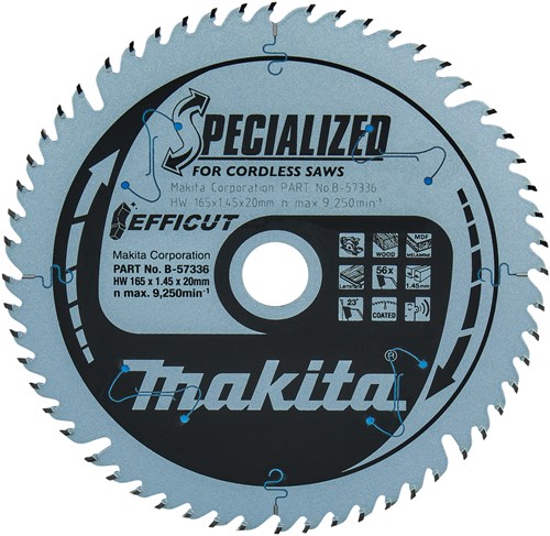 Load image into Gallery viewer, Makita accessoires b-57336 cirkelzaagblad hout efficut 165x20x1,45 56t 23g - b-57336