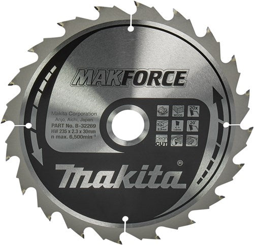 Load image into Gallery viewer, Makita accessoires cirkelzaagblad | hout | 235x30x2,3 20t 20g - b-32269