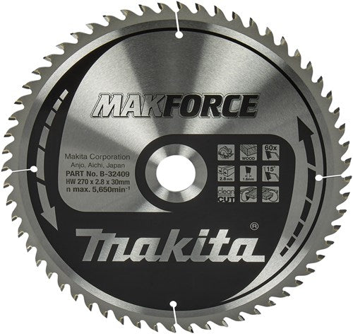 Load image into Gallery viewer, Makita accessoires cirkelzaagblad hout 270x30x2,8 60t 15g - b-32409