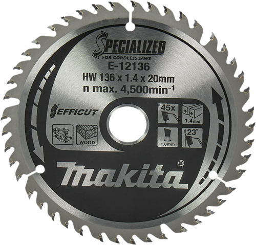 Load image into Gallery viewer, Makita accessoires cirkelzaagblad hout | efficut 136x20x1,5 45t 23g - e-12136 - e-12136