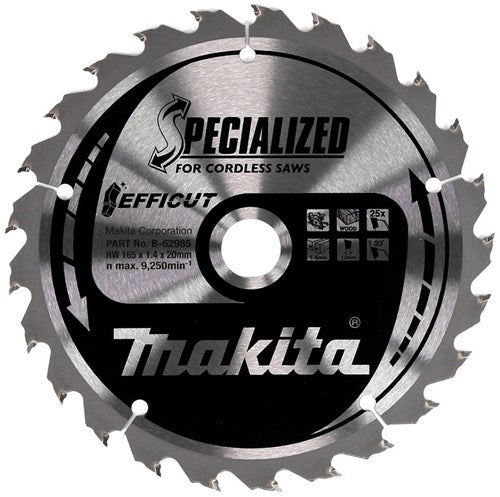 Afbeelding laden in galerijviewer, Makita accessoires makita cirkelzaagblad voor hout | efficut | ø 165mm asgat 20mm 25t - b-62985