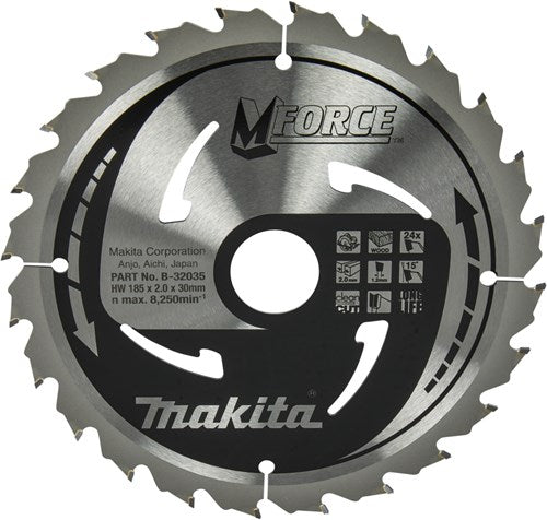 ギャラリービューアに画像をロードする, Makita accessoires makita cirkelzaagblad voor hout | mforce | ø 185mm asgat 30mm 24t - b-32035