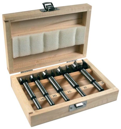Load image into Gallery viewer, Makita accessoires d-47363 5-delige scharniergat boorset in houten cassette - 15-35mm - d-47363