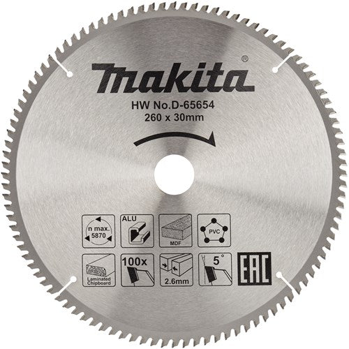 Chargez l'image dans la visionneuse de la galerie, Makita accessoires d-65654 afkortzaagblad | div. materialen | 260x30x2,6 | 100t | 5g - d-65654