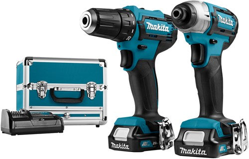 Load image into Gallery viewer, Makita clx224sax1 comboset - accuboor df333 + slagschroever td110 12v 2.0ah li-ion - clx224sax1