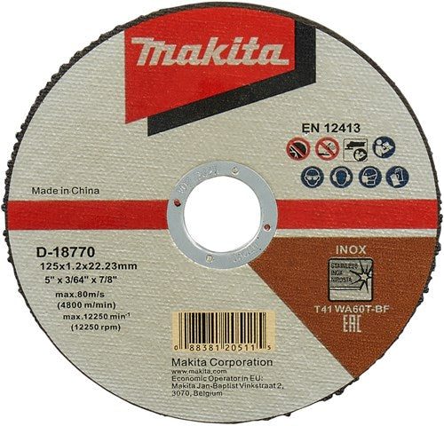 Load image into Gallery viewer, Makita accessoires doorslijpschijf rvs 125x22,23x1,2mm, 100 stuks - d-18770-100