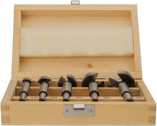 Load image into Gallery viewer, Makita accessoires d-47363 5-delige scharniergat boorset in houten cassette - 15-35mm - d-47363
