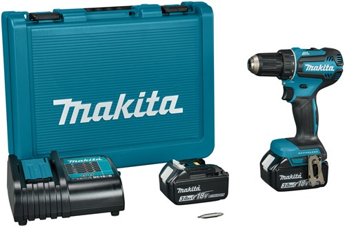 ギャラリービューアに画像をロードする, Makita ddf485sfe 18 v boor- schroefmachine brushless 3,0 ah accu (2 st), lader, in koffer