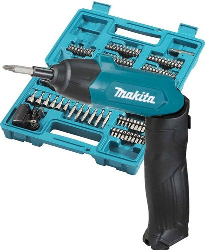 Load image into Gallery viewer, Makita df001dw 3,6v schroevendraaier met ingebouwde 1,5 ah li-ion accu, lader, koffer, 81-delige acc. set - df001dw