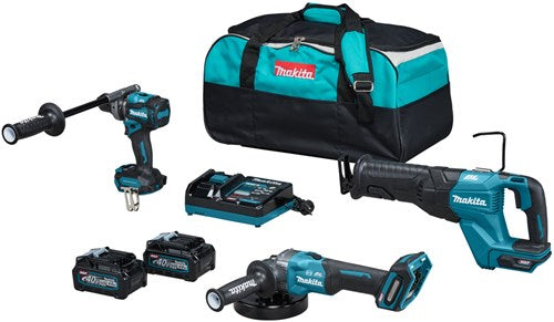Load image into Gallery viewer, Makita dk0159g301 | combiset | 40 v max | 4,0 ah accu | snellader | df001g, ga005, jr001g | in tas