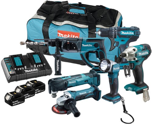 Load image into Gallery viewer, Makita dlx6100px1 comboset 18v - dhp452 - dhr202 - dtm51 - dtd156 - dga452 | 3x 3.0ah accu