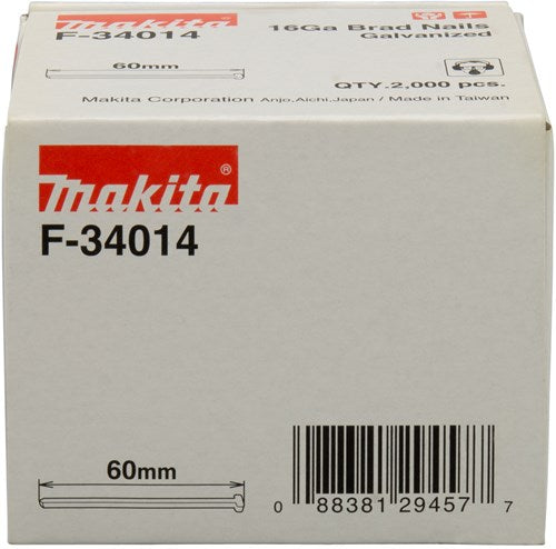 ギャラリービューアに画像をロードする, Makita accessoires brad lengte 60mm uitvoering gegalvaniseerd draaddikte 1,61mm - f-34014