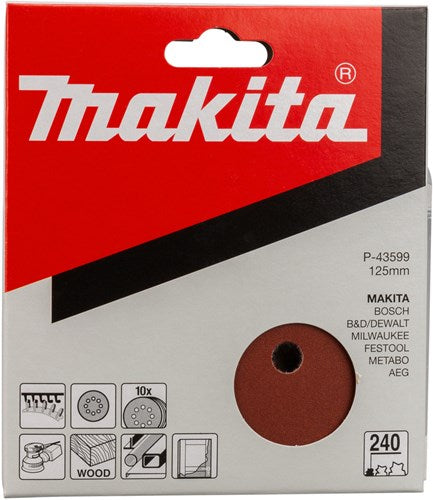 Laden Sie das Bild in Galerie -Viewer, Makita accessoires makita p-43599 schuurschijf red v. 125mm. k240 ve=10