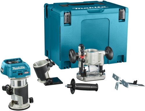 Load image into Gallery viewer, Makita rt001gz10 boven- en kantenfrees | 40 v max | zonder accu's en lader | incl. diverse voeten | in mbox - rt001gz10
