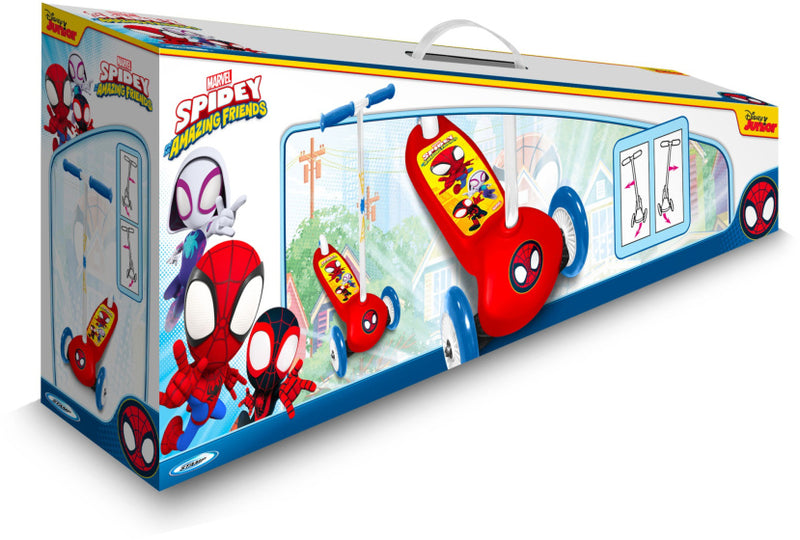 Load image into Gallery viewer, 3-wiel kinderstep Spidey junior voetrem rood blauw