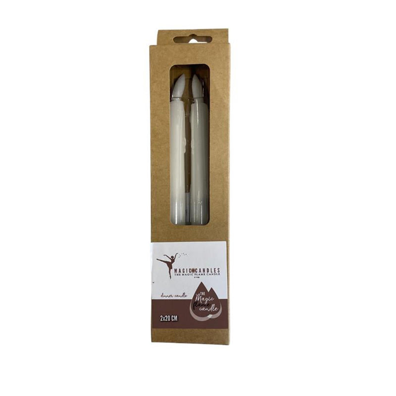 Load image into Gallery viewer, Magic flame candles led diner druip 20cm wit set a 2