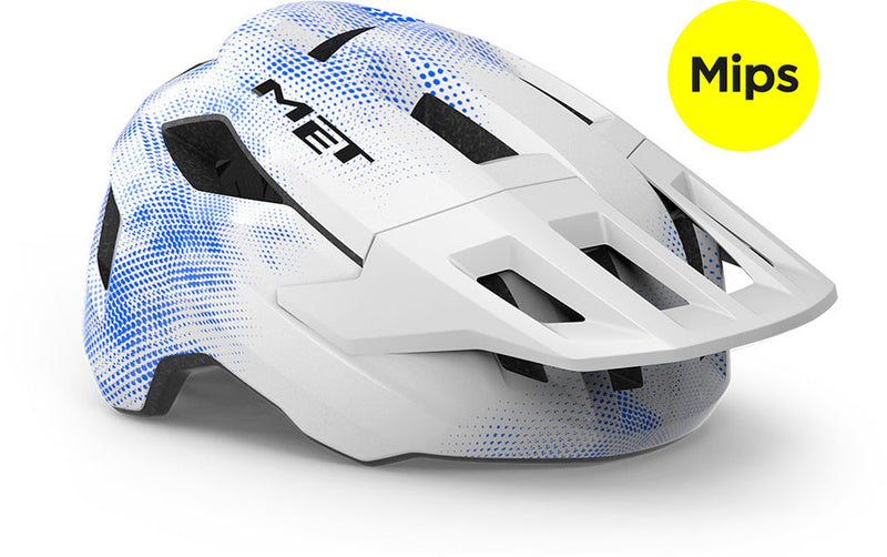 Load image into Gallery viewer, Met shelter youth mips white blue matt (52-56 cm) - youth mtb hel