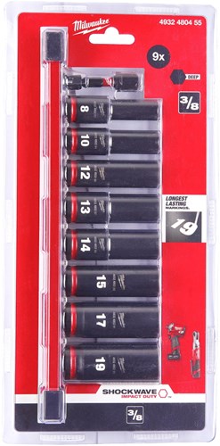 Load image into Gallery viewer, Milwaukee accessoires 3 8 | slagdop diep | set | 9-delig - 4932480455